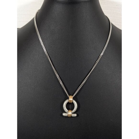 Vintage Avon Two Tone Infinity Symbol Necklace Silver Tone 18" - Picture 2 of 9